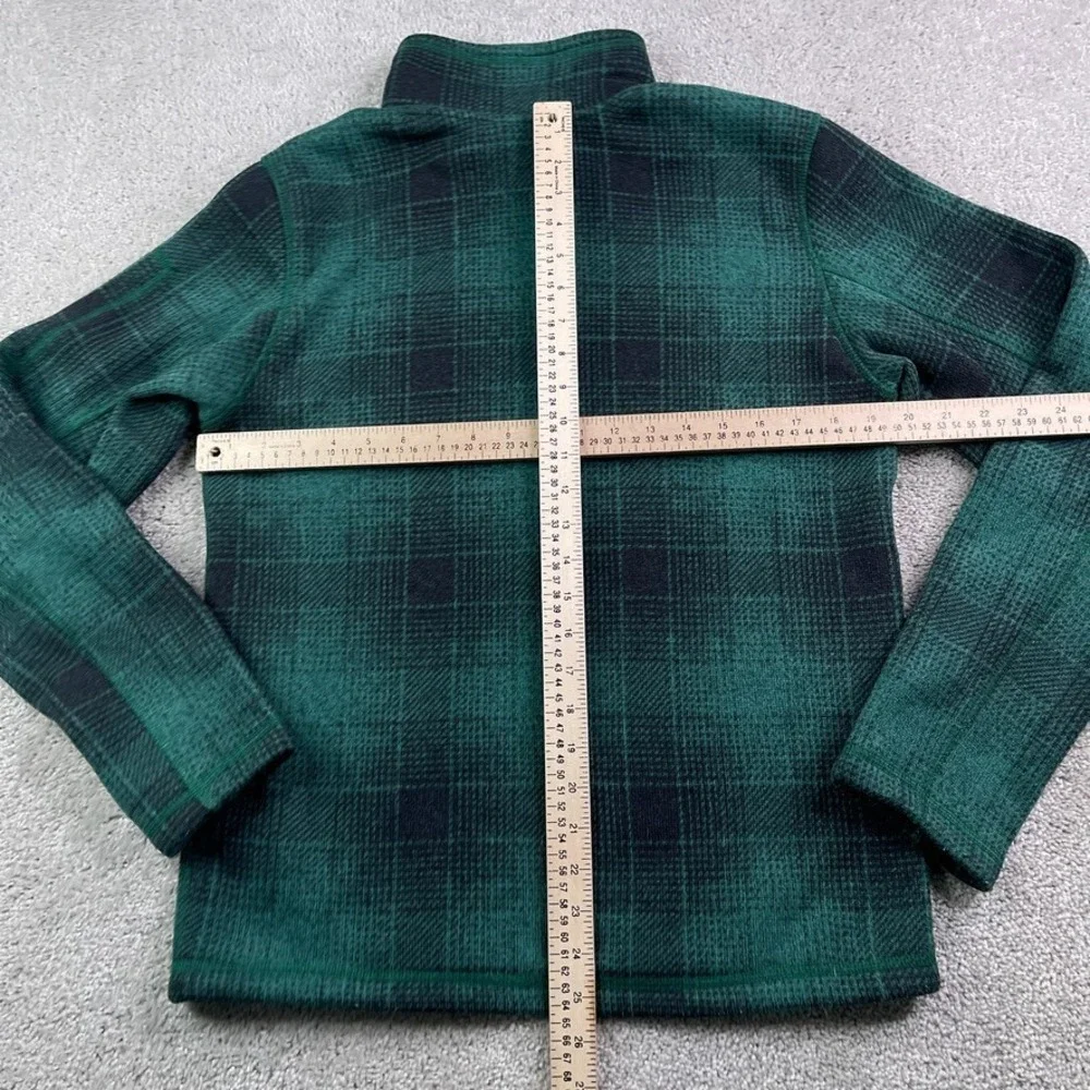 North Face Sweater Mens Small Green Plaid Gordon Lyons Fleece Half Zip Pullover‎